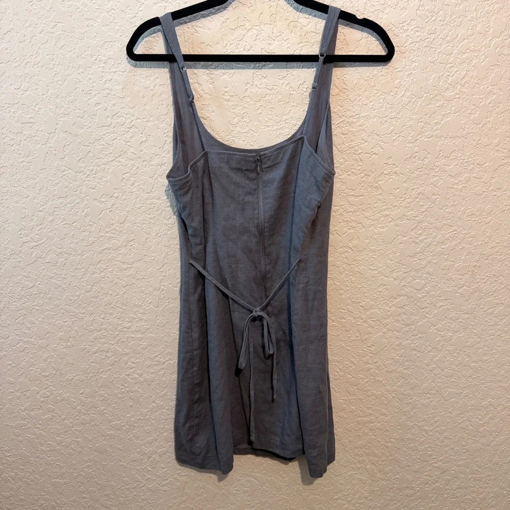 Abercrombie & Fitch Linen Blend Mini Dress Medium Petite Blue Cottagecore 90s